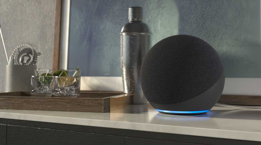 Image of the Amazon Echo 4th gen on a desk