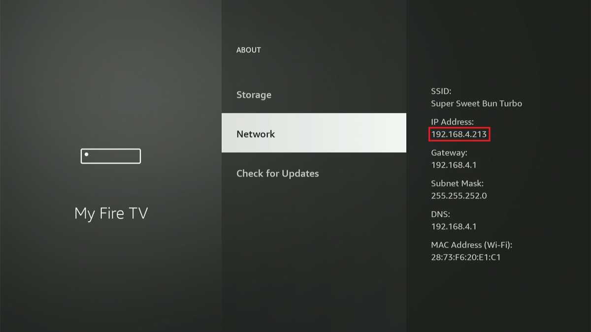 IP address lookup on Fire TV